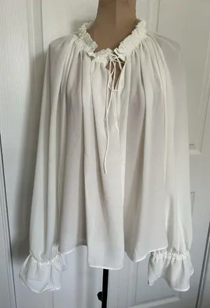 Madewell $98 Women's Nayla Boho Long Sleeve Tie Top, Winter White Size XL thumbnail 2