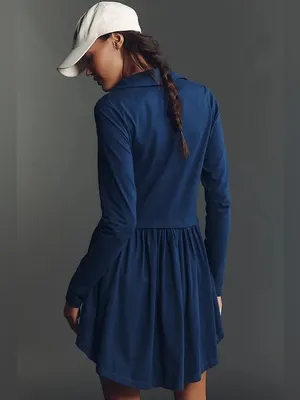 Daily Practice Taylor Corset Long Sleeve Zip Up Mini Dress in Navy Blue thumbnail 2