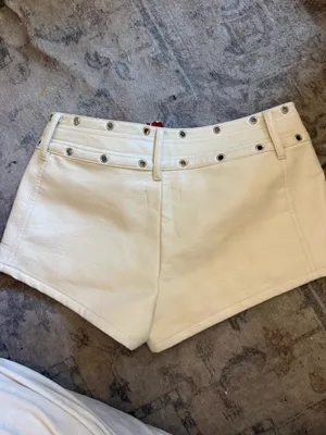 white leather mini shorts size xs thumbnail 2