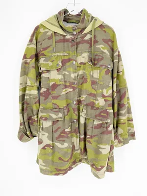 Free People Nocturne Camo Parka Jacket Women's Size S Green Utility Grunge thumbnail 1
