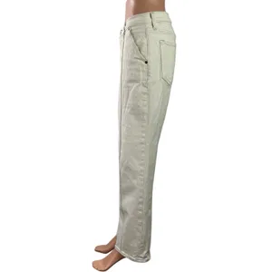 Abercrombie & Fitch The Baggy Mid Rise Women's White Wide Leg Denim Jean Size 4 thumbnail 2