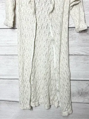 American Vintage Vintage Cream Lace Open Front Robe Duster Cardigan Size Small thumbnail 6