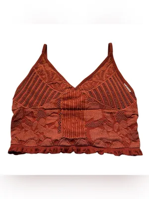 Fornia Floral Lace Bralette Crop Top Rust Copper Summer Western Boho S/M thumbnail 2
