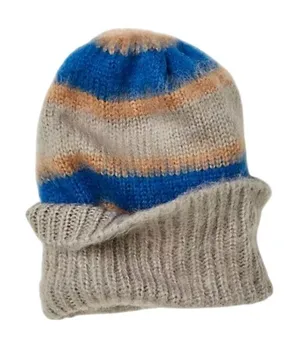 Free People Grey Striped Beanie Hat NWT thumbnail 1