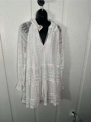 Zara White Lace Overlay Dress Size Small EUC thumbnail 3
