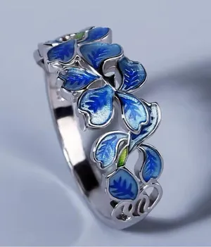 Blue Floral Ring, Size 8 thumbnail 1