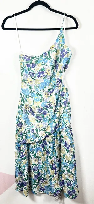 Showpo Floral‎ One Shoulder Midi Dress Sz 10 Wedding Guest Party Brunch thumbnail 1