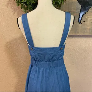 NWOT Lulus Darling Time Blue Chambray Handkerchief Midi Dress With Pocke… thumbnail 6