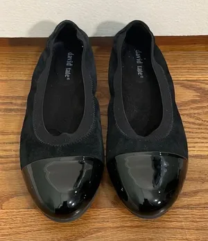 NWOB David Tate Nicole Cap Toe‎ Flat Black Suede Patient Leather size 5.5M thumbnail 1