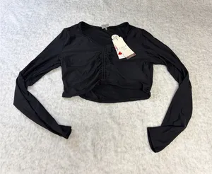 Calia Womens LS‎ Ruched Rash Guard Pure Black WSA34801B Size M NWT thumbnail 1