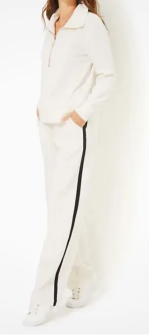 Lilly Pulitzer Luxletic UPF 50 Ivory Wide-Leg Track Pants with Black large‎ thumbnail 1