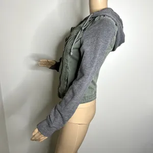 Hollister Green Jean Hooded Utility Biker Jacket thumbnail 2