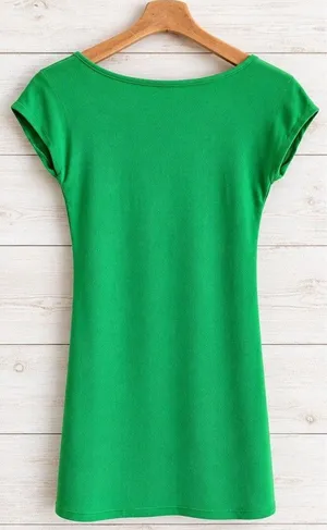 Free People Beach Green Short Sleeve Rosalia Mini Dress Low Back Medium NWT thumbnail 1