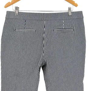 LOFT The Riviera Slim Pants Women 12P‎ Navy White Stripe Nautical Anchor Button thumbnail 10