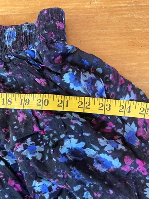 Free People Floral High Waist Flowy 100% Viscose Large Shorts -Pink, Black, Blue thumbnail 7