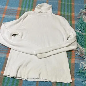 Lauren Ralph Lauren Women's White Turtleneck Sweater Ribbed Long Sleeve Cottom thumbnail 1