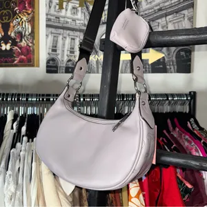 Juicy Couture Quilted Gull Grey Puff Half Moon Xbody Crossbody Faux Leather Bag thumbnail 7