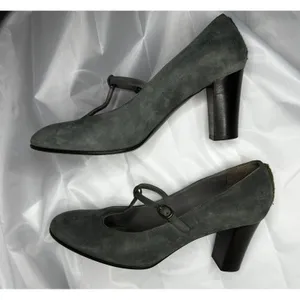 Hugo Boss Taupe Suede Mary Jane Block Heels thumbnail 5
