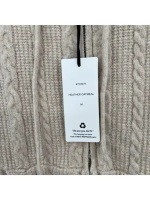 Pink Rose Cable Knit Zip-Up Hoodie Beige Size Medium NWT Balletcore Coquette thumbnail 11
