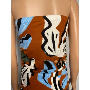 Celandine Suzanne Lustig Gabbie strapless ruched tube dress size L abstract boho thumbnail 12