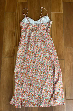 Princess Polly orange-green-white floral silk dress thumbnail 3