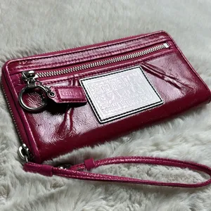 Coach Poppy Pink Leather Wristlet thumbnail 12