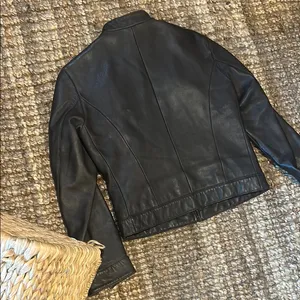Ritz USA Vintage Brown Leather Moto Jacket Size Medium thumbnail 14