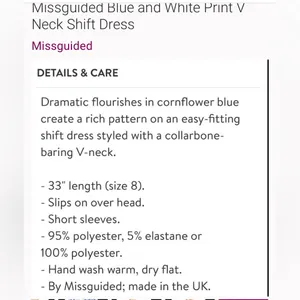 New Missguided White Dress with Blue Toile Print | Size Medium thumbnail 16