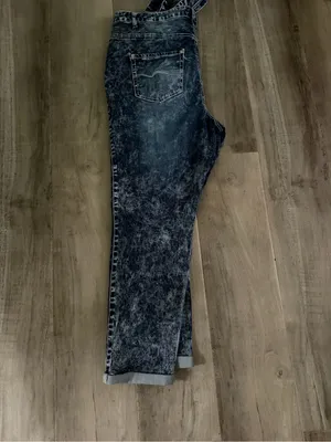 NWT Acid Wash Suspender Jeans Overall Pants Dark Wash - Size 18 thumbnail 2