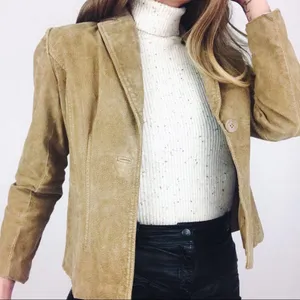 Vintage Genuine Suede Jacket in Tan | Size S thumbnail 1