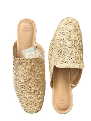 A New Day Greta Raffia Slip On Mule Flats Natural Tan Size 11 thumbnail 7