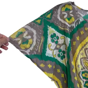 INC International Concepts Tunic Top Mesh Kimono Style Yellow Green Women’s Med thumbnail 4