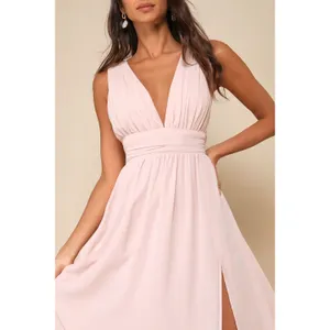 NWOT Lulus Heavenly Hues Blush Maxi Dress Bridismaid Wedding Formal Size S thumbnail 4