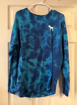 PINK Victoria's Secret Teal Tie-Dye Sweatshirt thumbnail 1