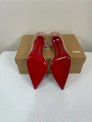 Brand New Christian Louboutin Blush Suede Pointed-Toe Pumps thumbnail 2