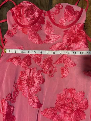 Pink Floral Appliqué Evening Gown size 4 thumbnail 5