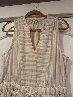 Splendid livia linen blend Cream‎ and Light Taupe Striped Maxi Dress med thumbnail 3