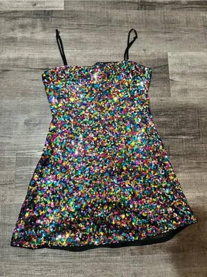 LULUS Spotlight Shimmer Black Multi Sequin Mini Skater Dress thumbnail 4