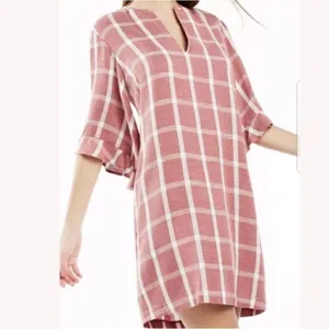 BCBGMAXAZRIA Tati Maroon Plaid V Neck Dress Size Small‎ thumbnail 8