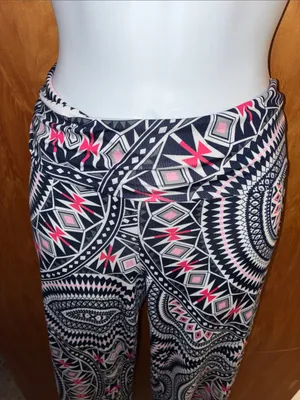 White Mark Aztec Boho Mandala Print loose Wide Legging Pants - Size Small thumbnail 4