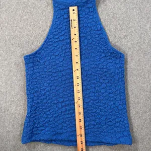 Maeve Anthropologie Textured High Neck Halter Tank Top Women's Medium Blue New thumbnail 5