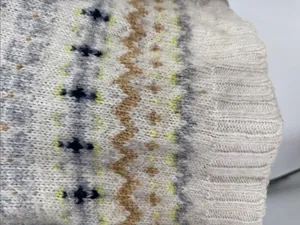 American Eagle Cozy Cream Fair Isle V-Neck hooded Sweater wool blend XL winter thumbnail 10