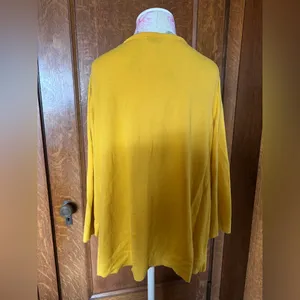 Talbots Canary Yellow Gold Knotted Button Cardigan with Pockets, Size 3X thumbnail 7