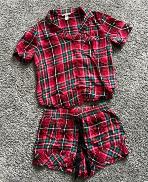 Victoria's Secret Red and Green Plaid Short Pajama Set thumbnail 1