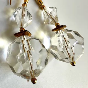 Gold tone clear beaded statement earrings thumbnail 7