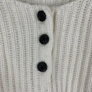 American Eagle Size XS‎ Sweater Henley Cropped Long Sleeve Chunky Knit Women’s thumbnail 4