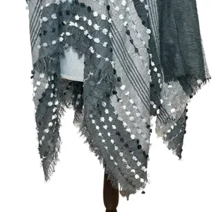 DEMDACO Textured Black Gray One Size Fits Most Acrylic and Poncho Shawl thumbnail 7