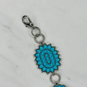 Chunky Blue Studded Concho Silver Chain Belt XS/Small (XS/S) Western Statement ✨ thumbnail 3