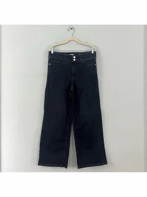 Frame Denim Triple Binding High Rise Palazzo Fife Blue Wide Leg‎ Jeans thumbnail 3