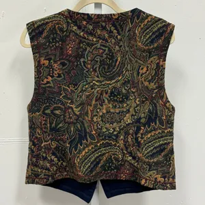 Vintage Spirits in the Pine Women's Tapestry Boho Paisley Button Vest‎ Large thumbnail 2